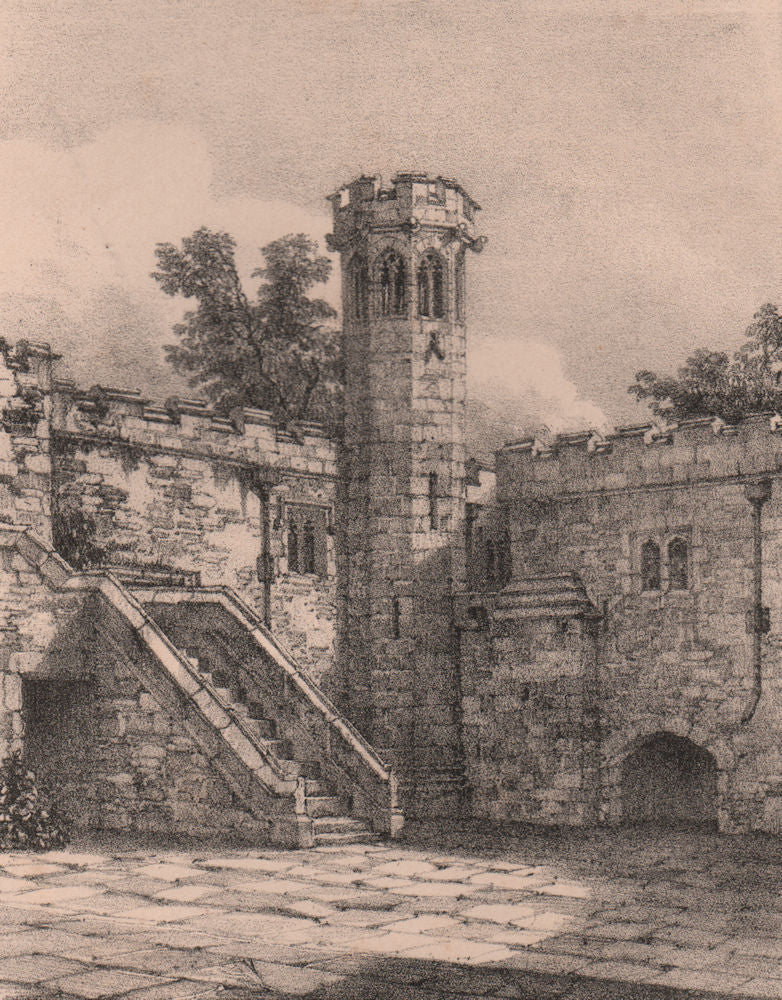 HADDON HALL. In the courtyard. Derbyshire 1836 old antique print picture